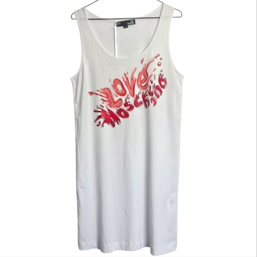 Love Moschino White Graffiti Effect Mini T-shirt Dress Size 6